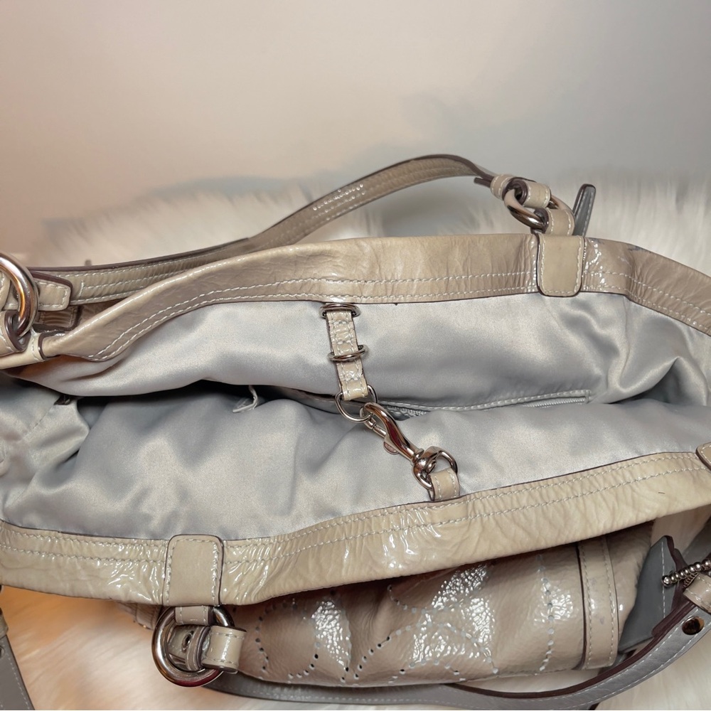 COACH Audrey Andie Gray Patent Leather Crossbody Tote Bag - Picture 13 of 16